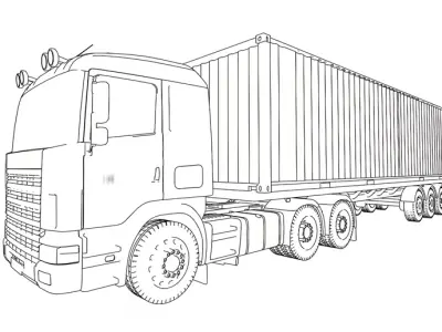 BST ảnh tranh tô màu xe container đẹp cho bé sáng tạo