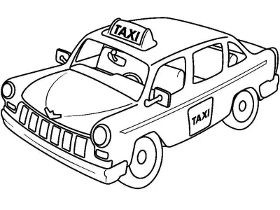 Tổng hợp ảnh tranh tô màu xe taxi thú vị và dễ tô màu