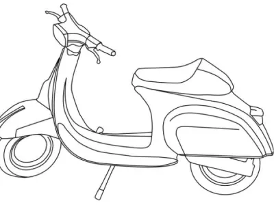 Ảnh tranh tô màu xe Vespa đẹp cho bé thỏa sức sáng tạo