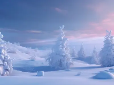 Hình ảnh phong cảnh tuyết trắng xóa đầy thơ mộng và yên bình