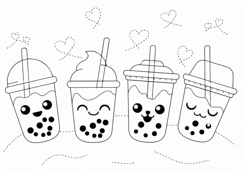 Bé dễ dàng với tranh tô màu trà sữa đơn giản bubble tea