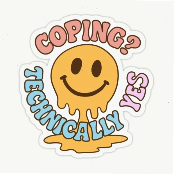 Coping Technically Yes – Melting Smiley Mental Health Humor designed and sold by Jess.a.creates.