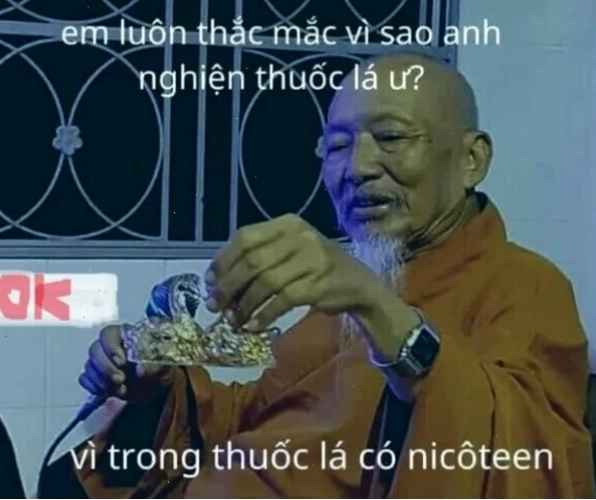 Hình ảnh Thầy Ông Nội với chú thích meme dí dỏm