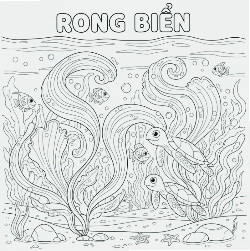 Hình tô màu rong biển đáng yêu