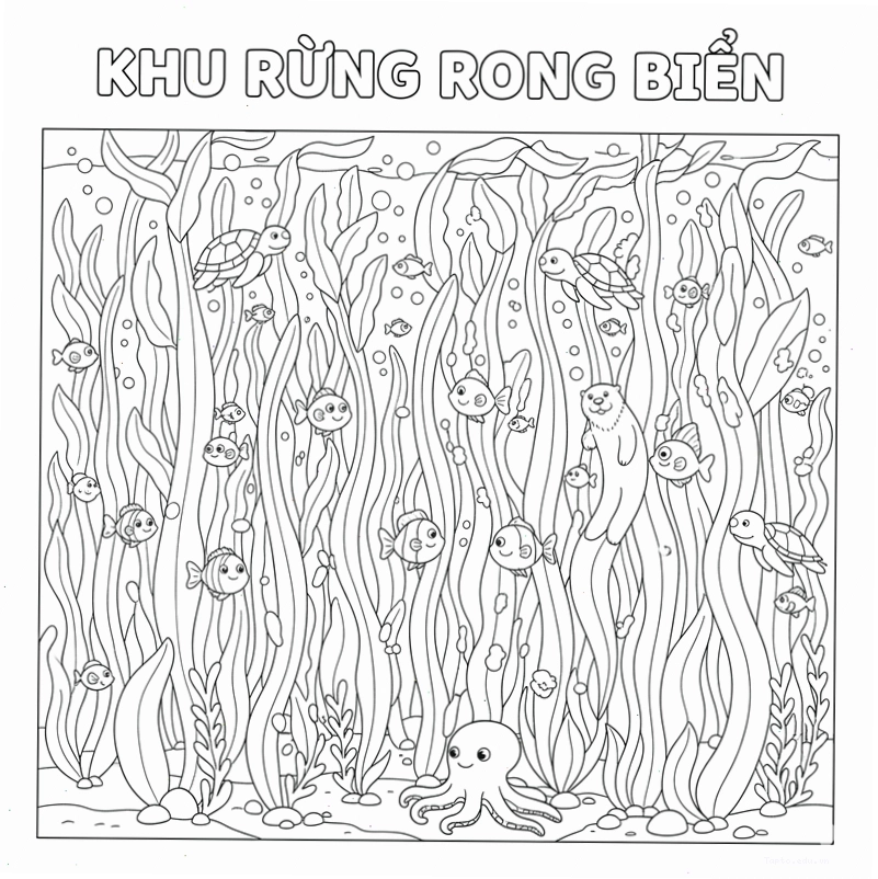 Hình tô màu rong biển dễ in