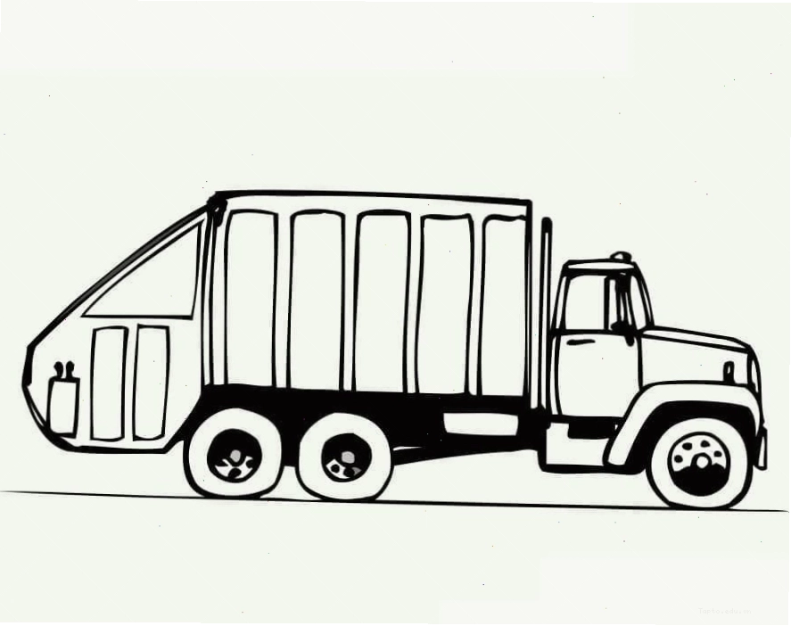 Hình vẽ xe chở rác với các chi tiết rõ ràng cho bé tập tô