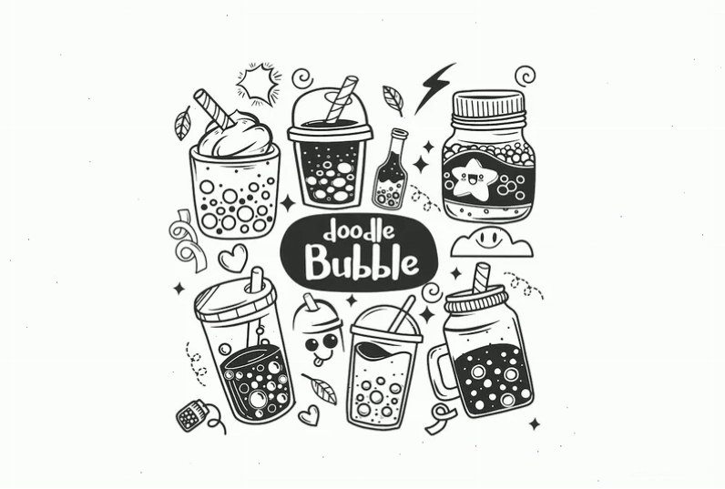 Khám phá tranh tô màu chủ đề bubble tea đầy màu sắc
