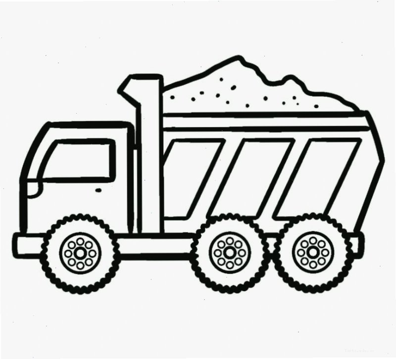 Mẫu tranh tô màu xe tải ít chi tiết với đường nét to, rõ ràng