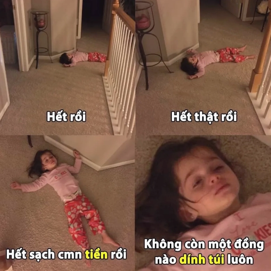 Meme buồn bã khi bỗng dưng hết tiền tiêu xài
