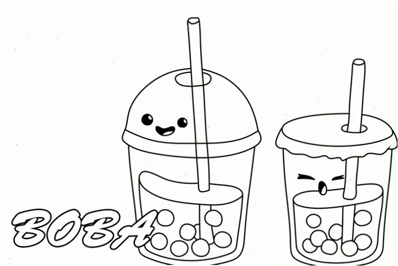 Tải ngay tranh tô màu boba dễ thương phong cách bubble tea
