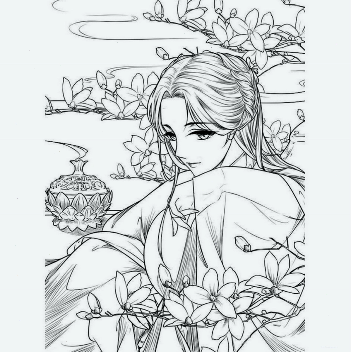Tranh tô màu anime nữ nhân vật cổ tích