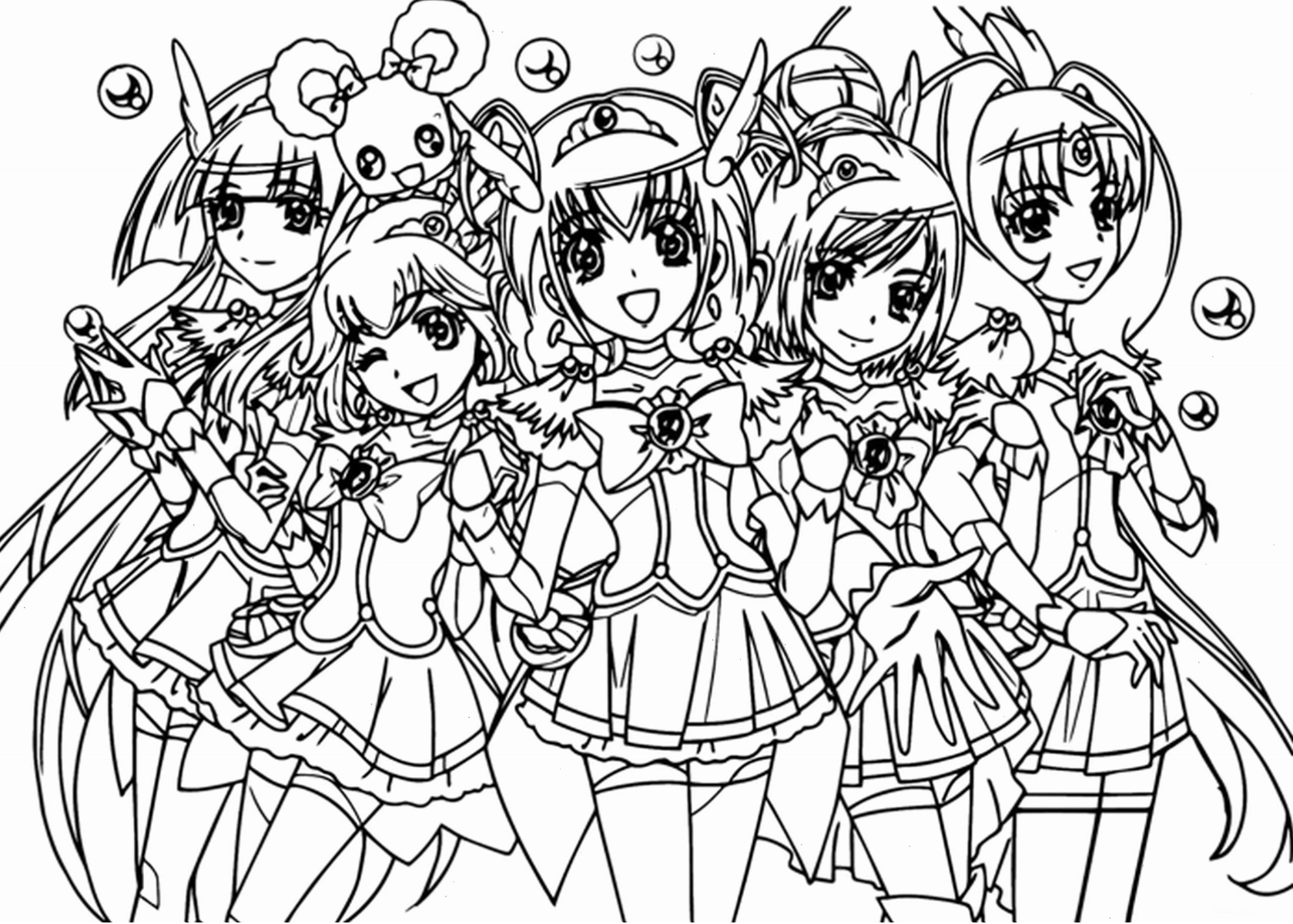 Tranh tô màu anime nữ với biểu cảm ngộ nghĩnh