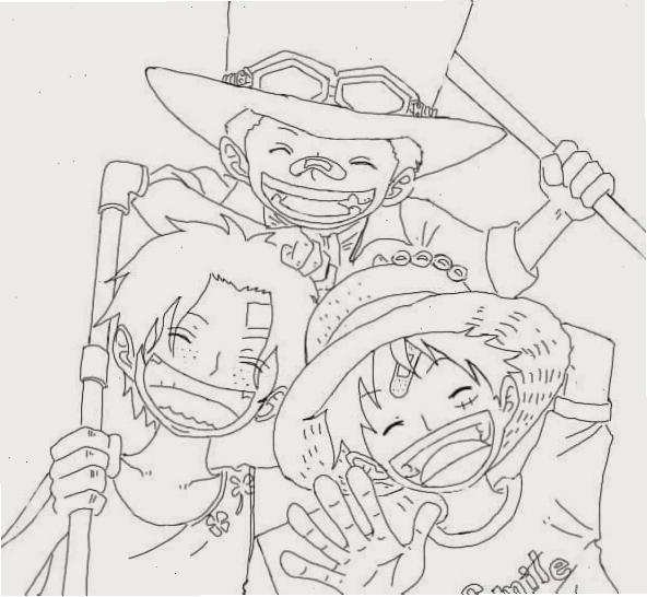 Tranh tô màu ba anh em Luffy, Ace và Sabo