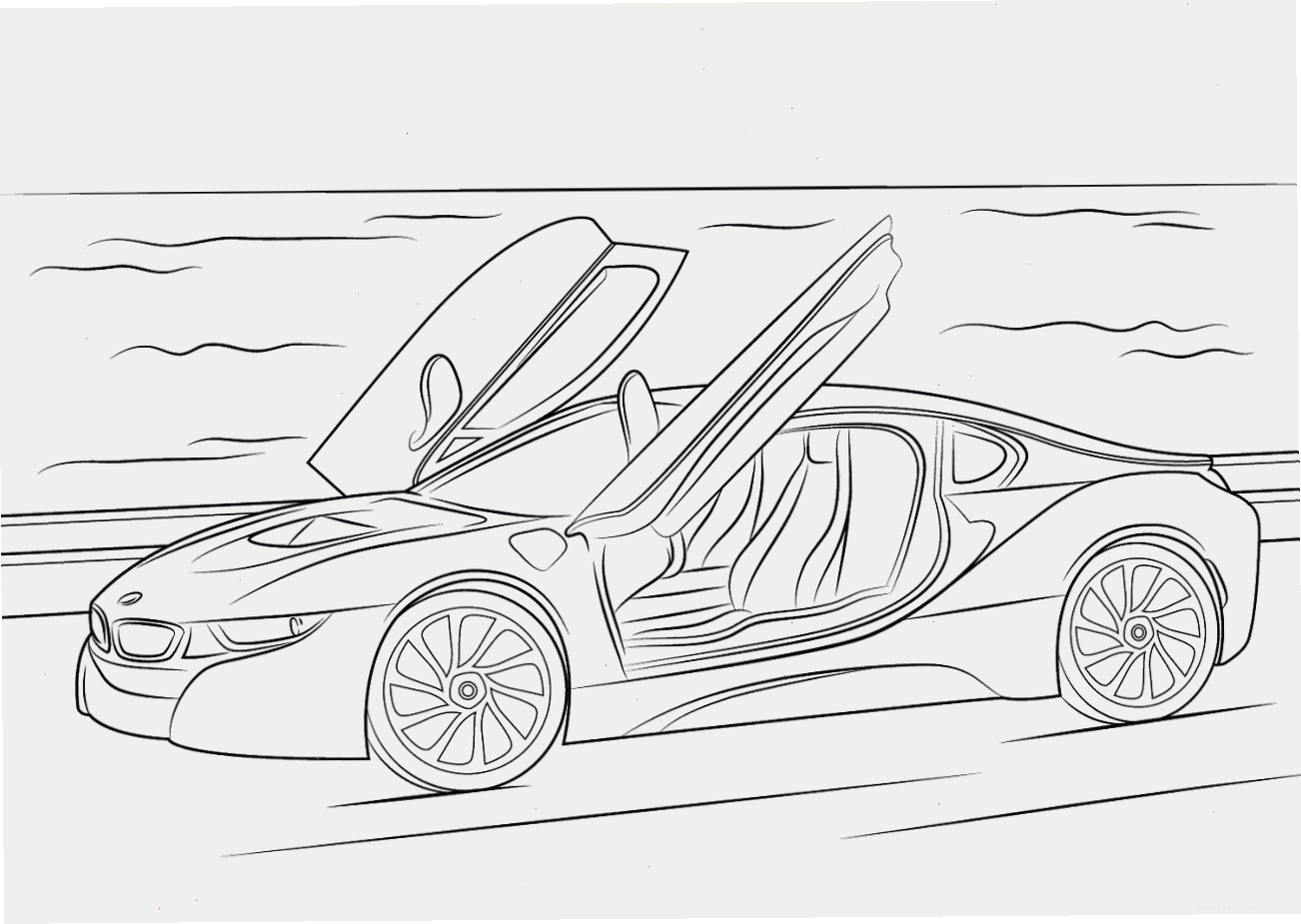 Tranh tô màu BMW i8 hiện đại và mạnh mẽ
