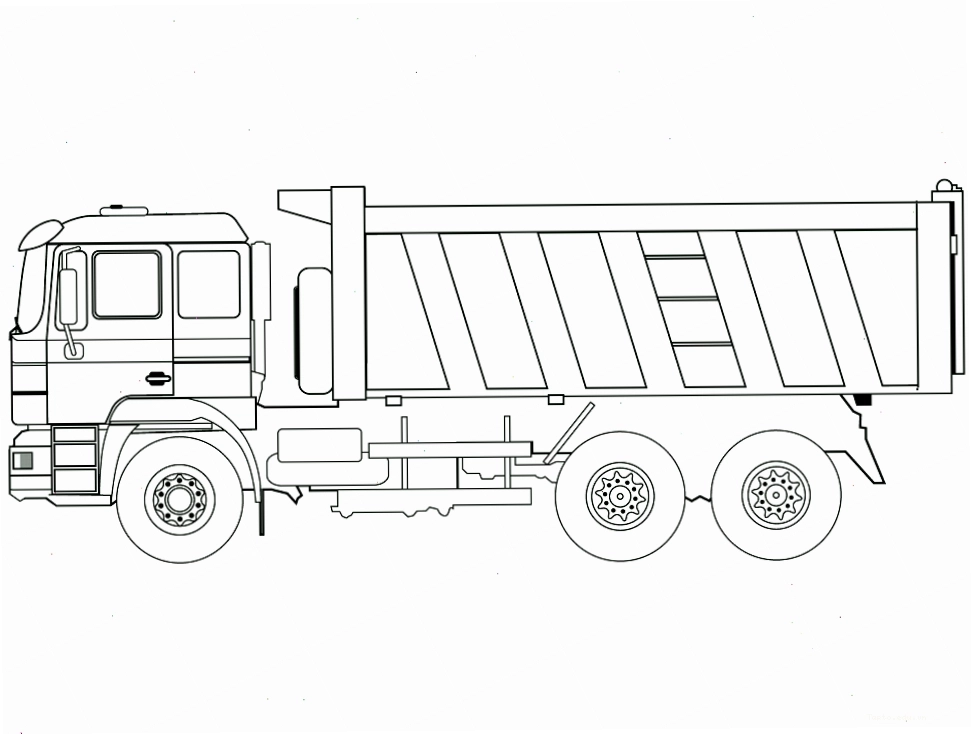 Tranh tô màu chiếc xe tải ben đơn giản cho bé