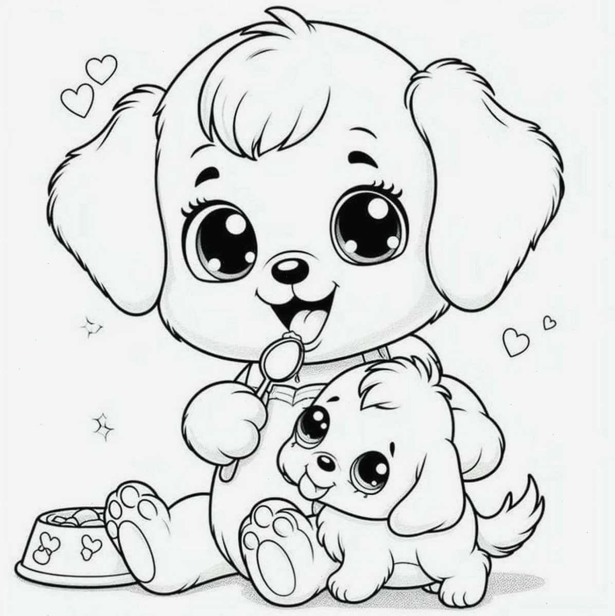 Tranh tô màu chó pug mặt nhăn