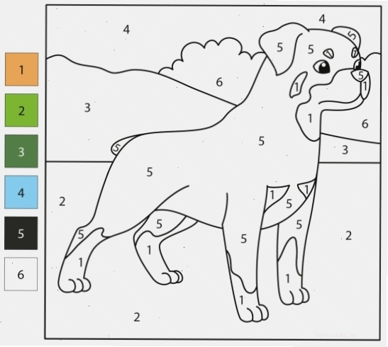 Tranh tô màu chó Rottweiler theo số