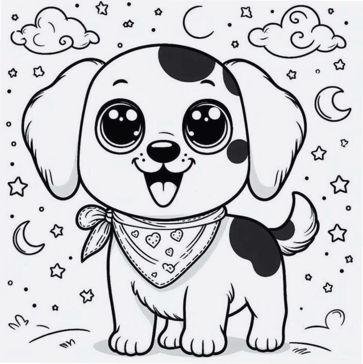 Tranh tô màu chú chó Pug ngộ nghĩnh