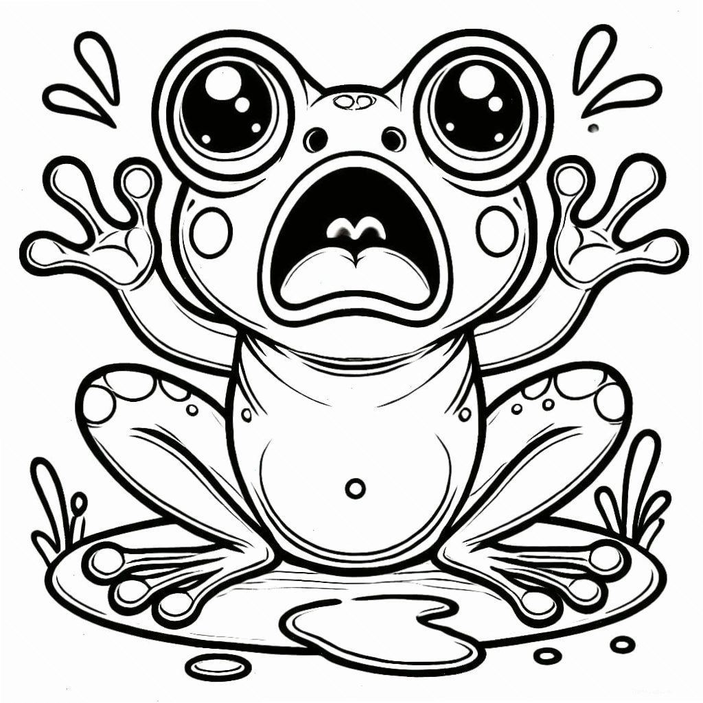 Tranh tô màu chú ếch sợ hãi