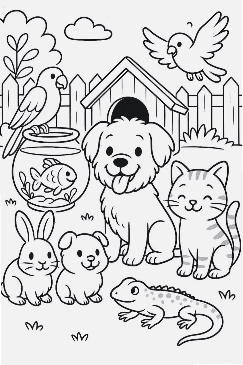 Tranh tô màu cô công xinh đẹp với bộ đuôi xòe