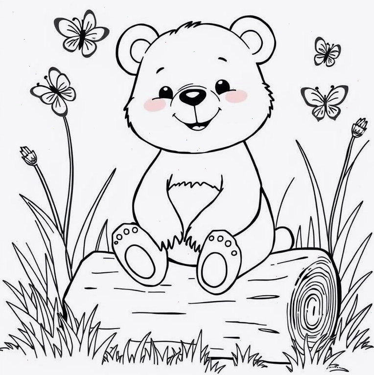 Tranh tô màu con gấu với nhiều màu sắc rực rỡ