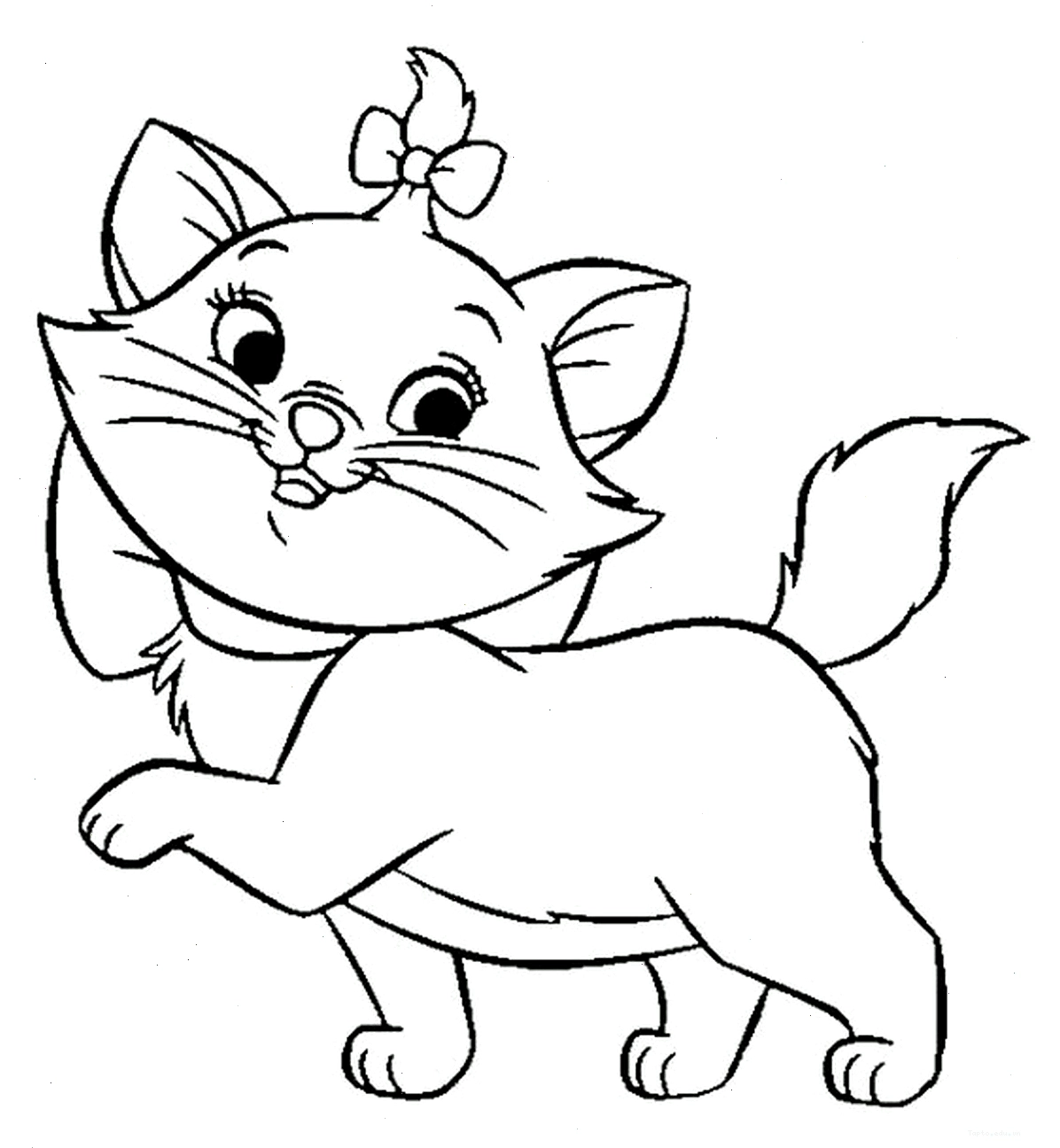 Tranh tô màu con mèo chibi số 11 đang ngồi trên đám mây