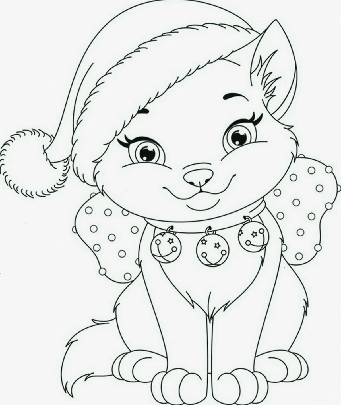 Tranh tô màu con mèo chibi số 15 với tư thế dễ thương