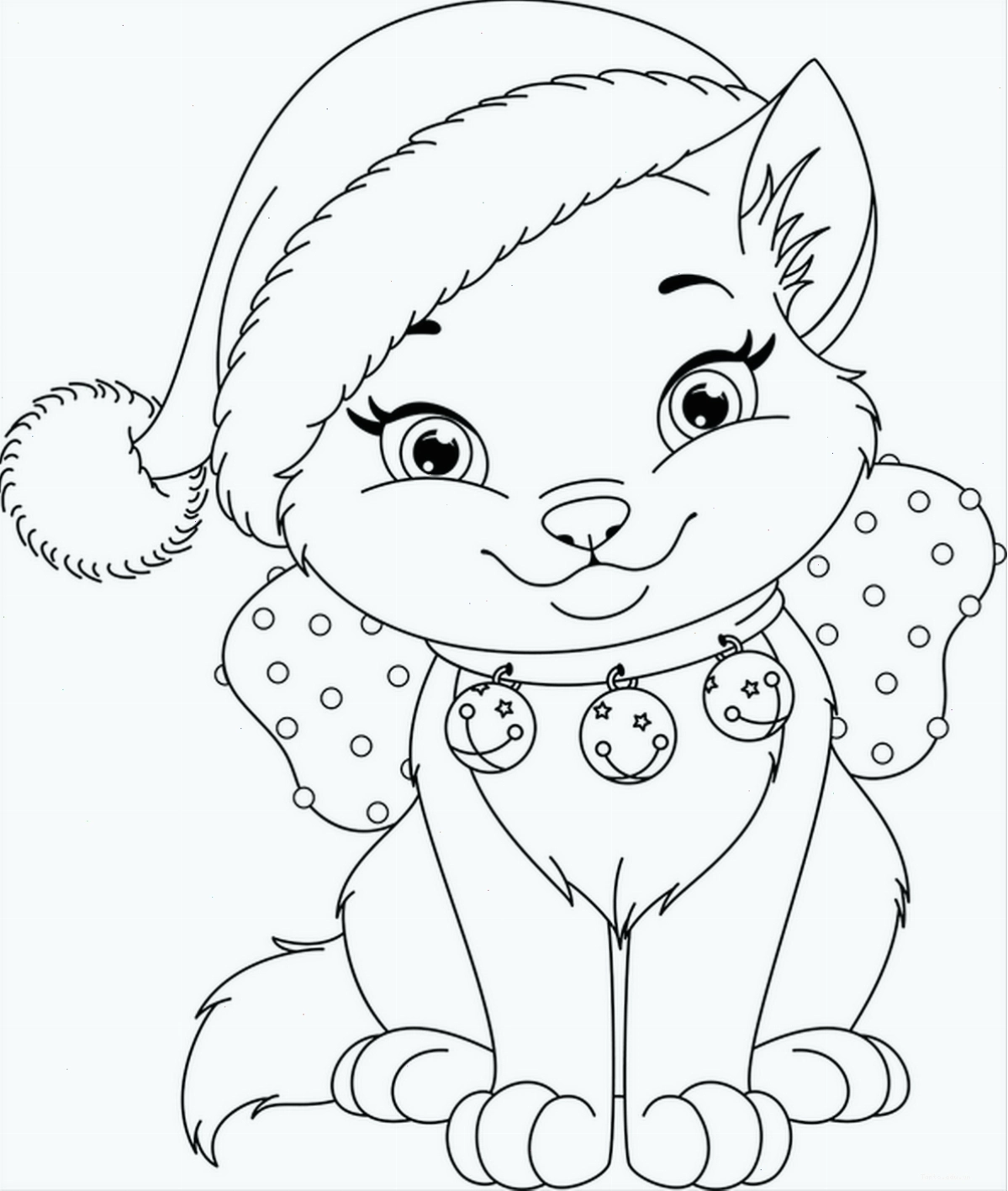 Tranh tô màu con mèo chibi số 3 đang chơi đùa với cuộn len