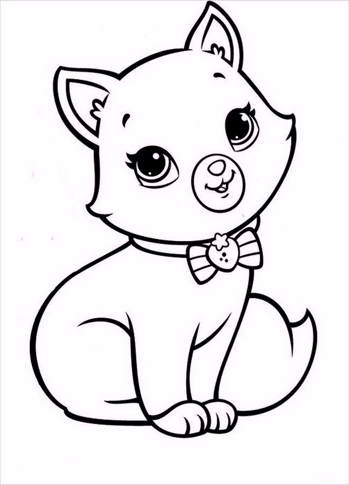 Tranh tô màu con mèo chibi số 5 đang lim dim ngủ