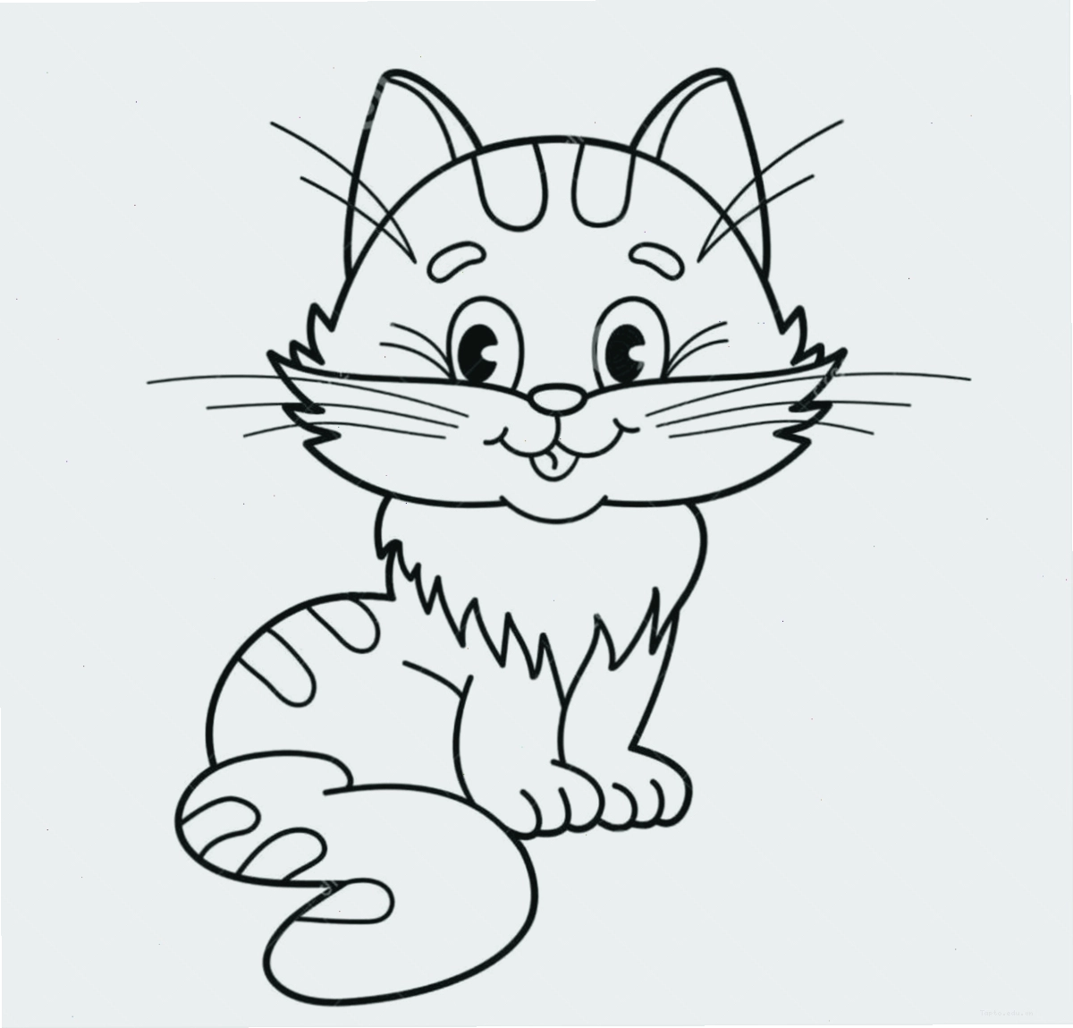 Tranh tô màu con mèo chibi số 8 đang bắt chuồn chuồn