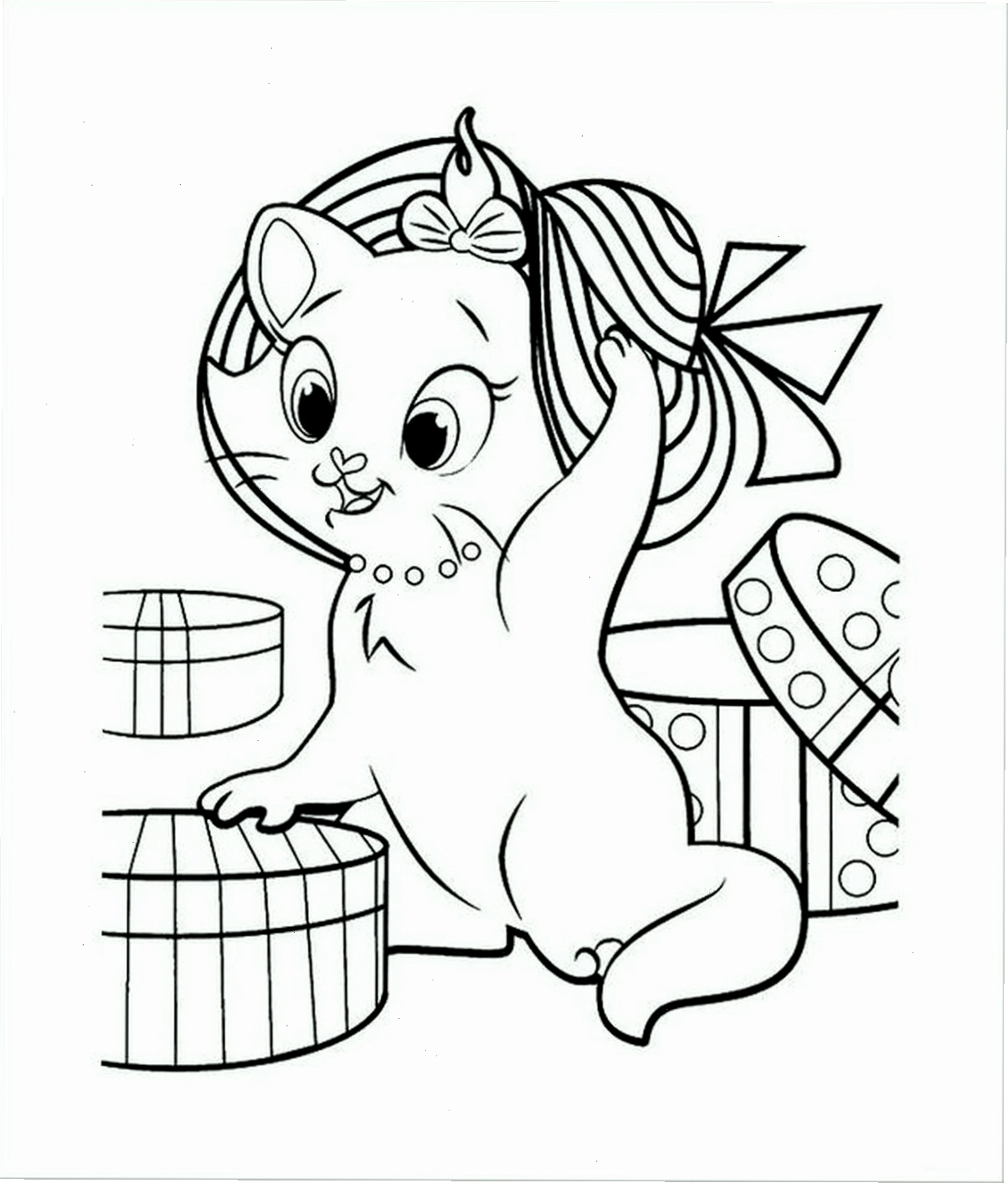 Tranh tô màu con mèo chibi số 9 đang ngồi trên mái nhà