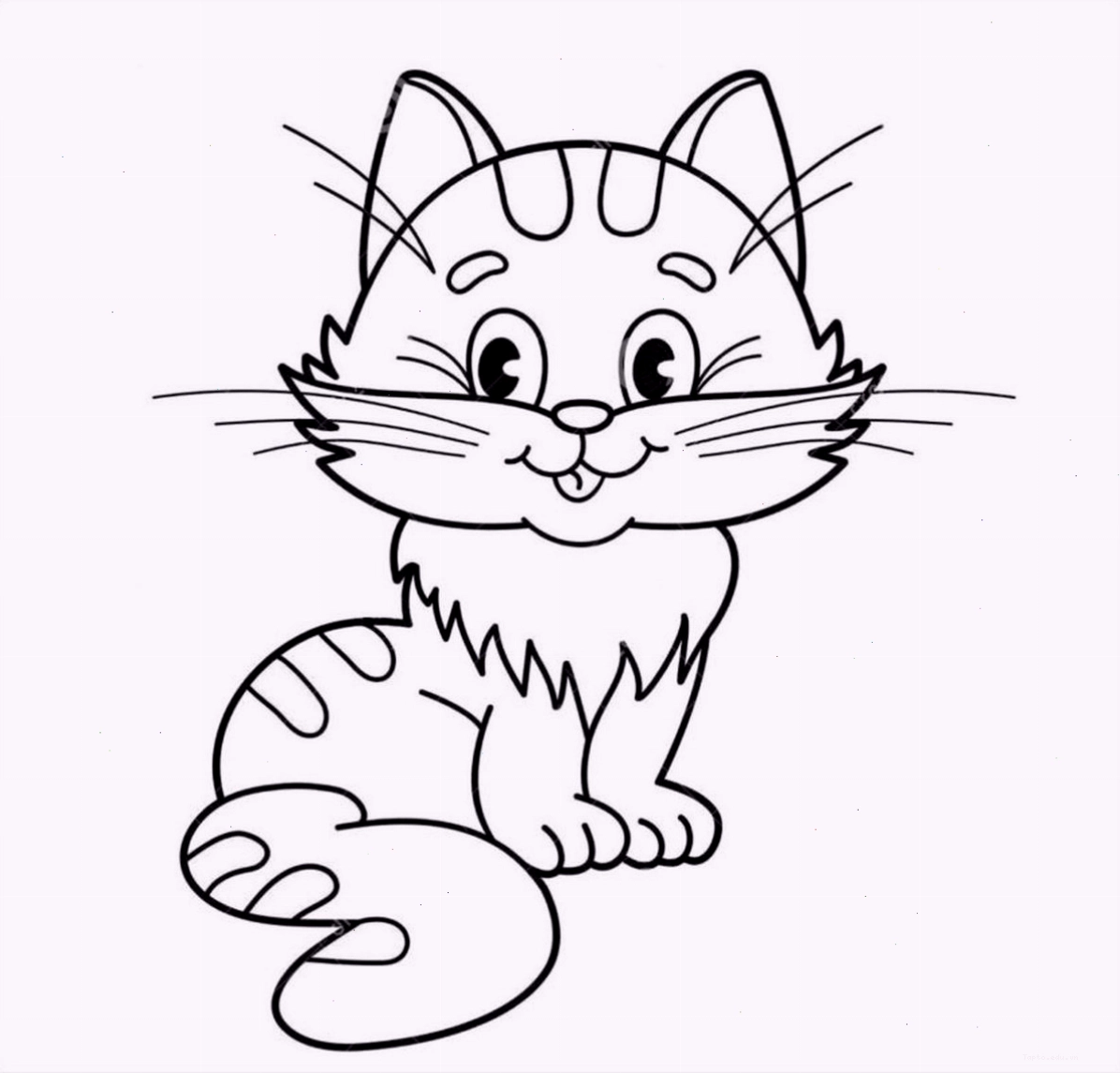 Tranh tô màu con mèo cute đang ngủ gật
