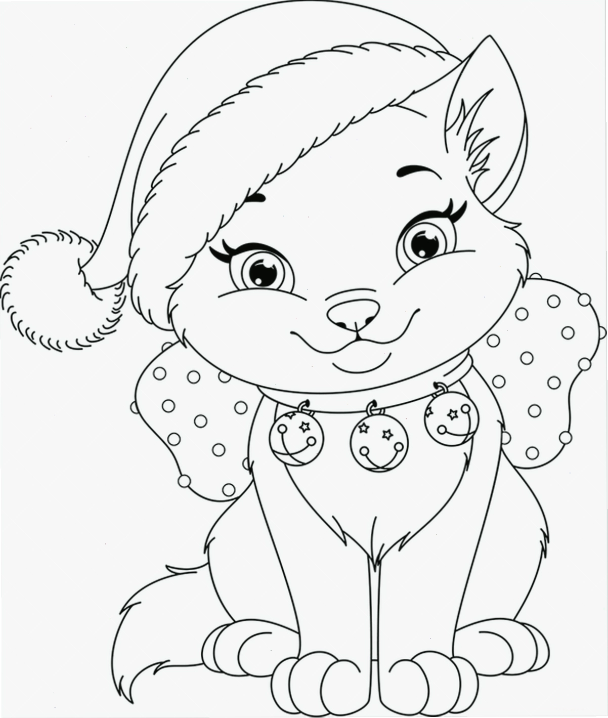 Tranh tô màu con mèo cute với đôi mắt to tròn