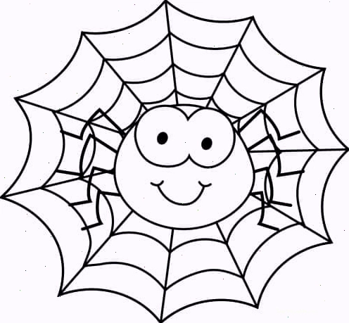Tranh tô màu con nhện đáng yêu đang giăng tơ