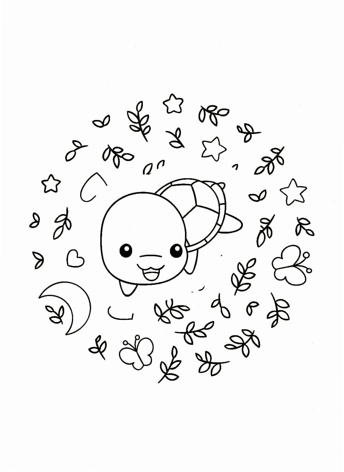 Tranh tô màu con rùa cute với biểu cảm ngộ nghĩnh