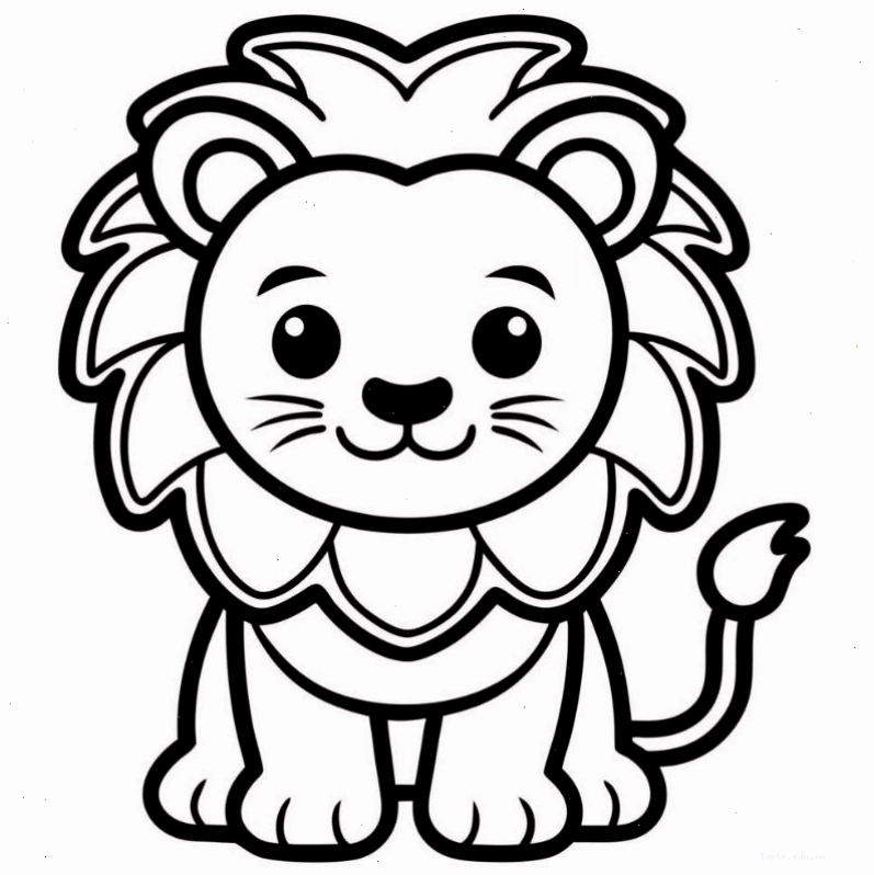 Tranh tô màu con sư tử cho bé với các chi tiết rõ ràng