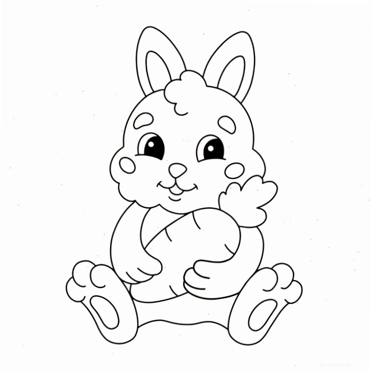 Tranh tô màu con thỏ chibi