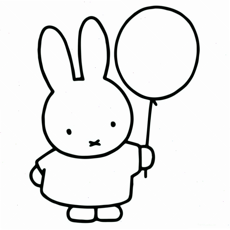 Tranh tô màu con thỏ chibi đang cười