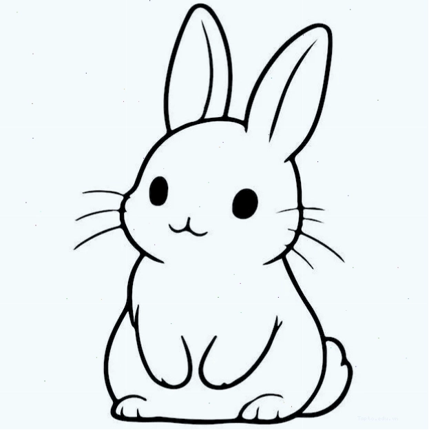 Tranh tô màu con thỏ cute đang ngồi