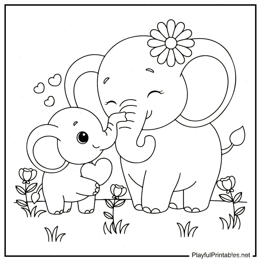 Tranh tô màu con voi đơn giản với đường nét rõ ràng cho bé tập tô