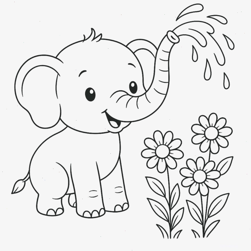 Tranh tô màu con voi số 15