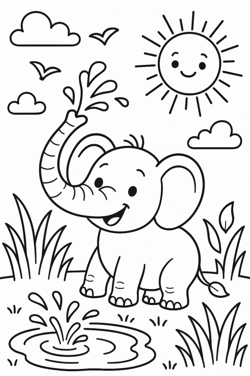 Tranh tô màu con voi số 16