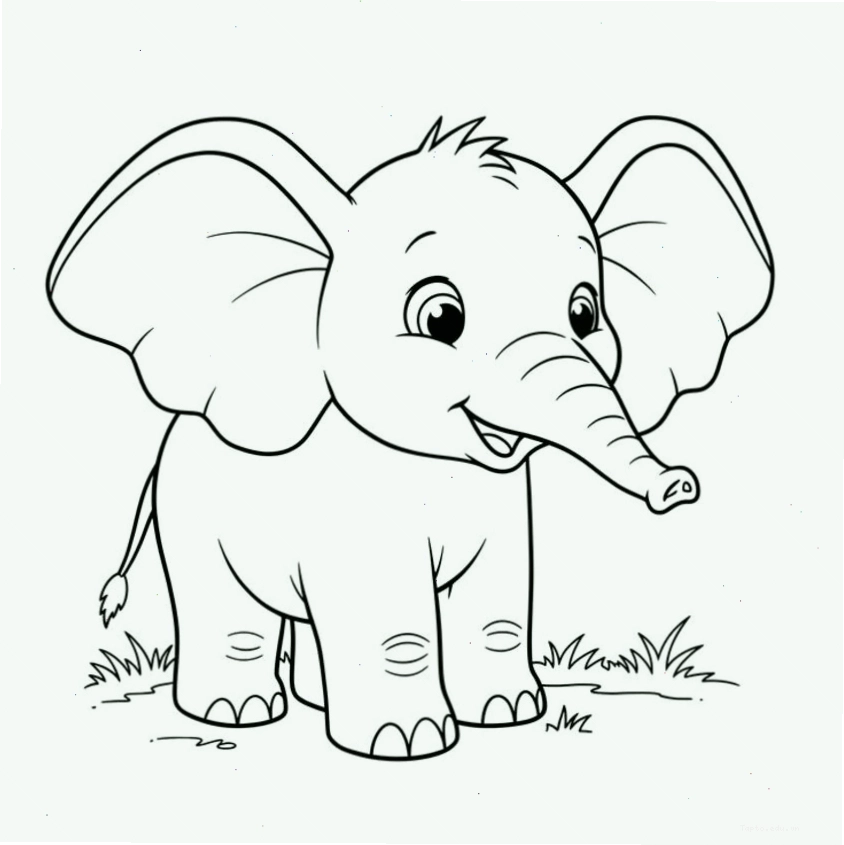 Tranh tô màu con voi số 7 với nụ cười tươi