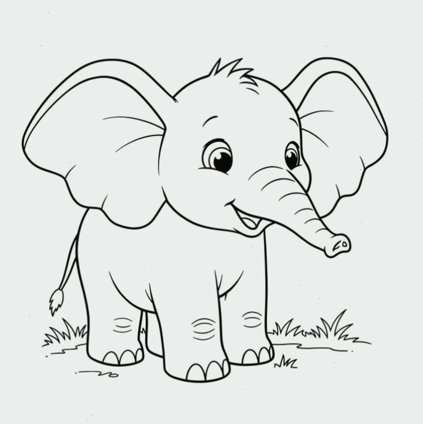Tranh tô màu con voi vẽ theo phong cách chibi