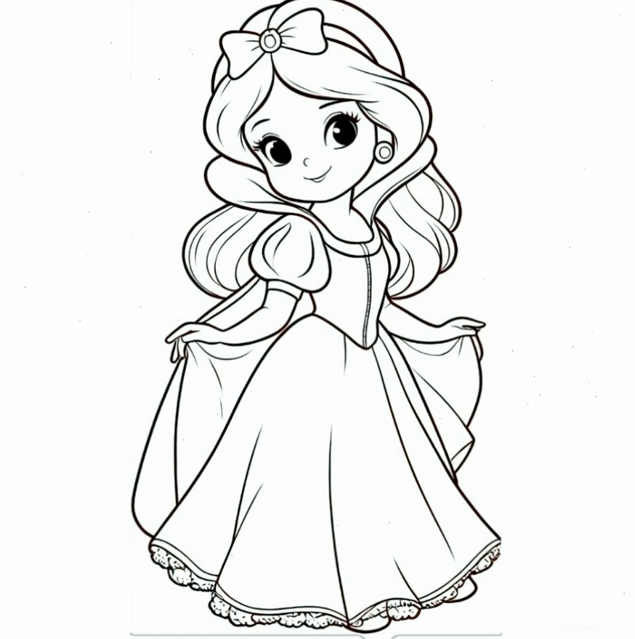 Tranh tô màu công chúa Disney đơn giản cho bé