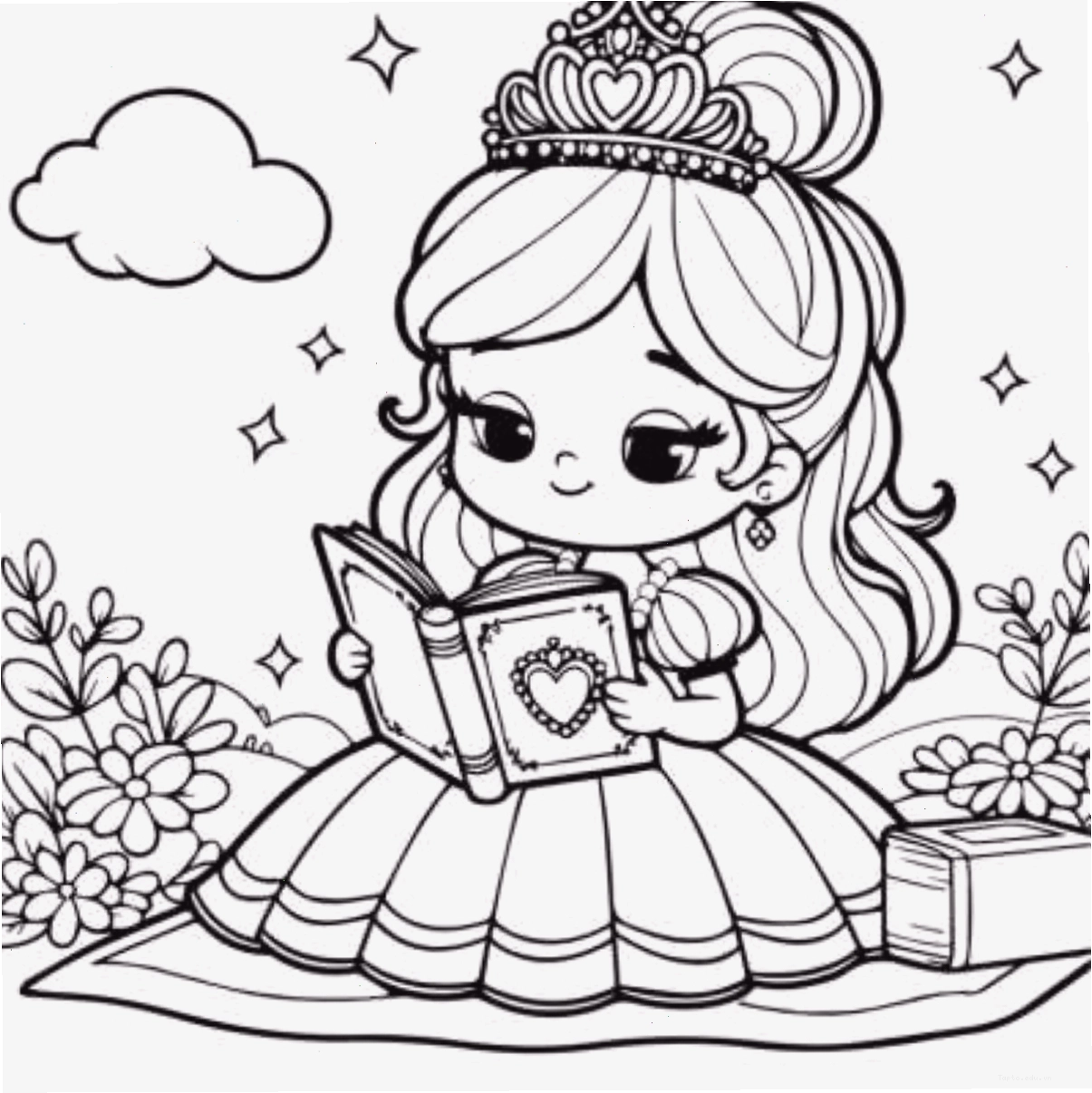 Tranh tô màu công chúa Rapunzel với mái tóc dài