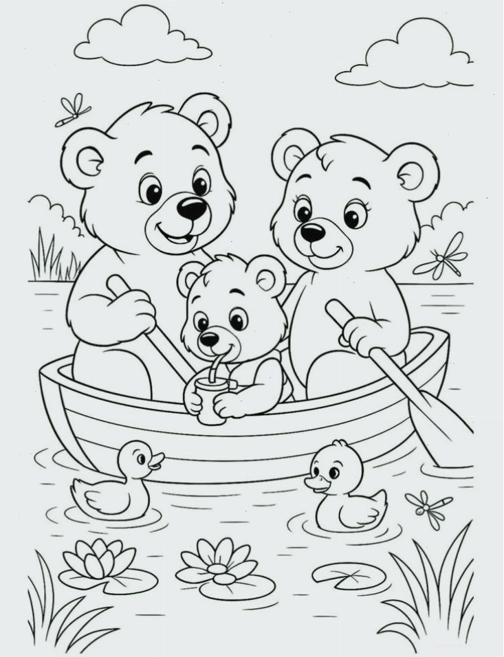 Tranh tô màu gấu trúc bên cây tre