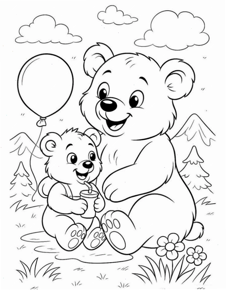 Tranh tô màu gấu trúc với biểu cảm ngộ nghĩnh