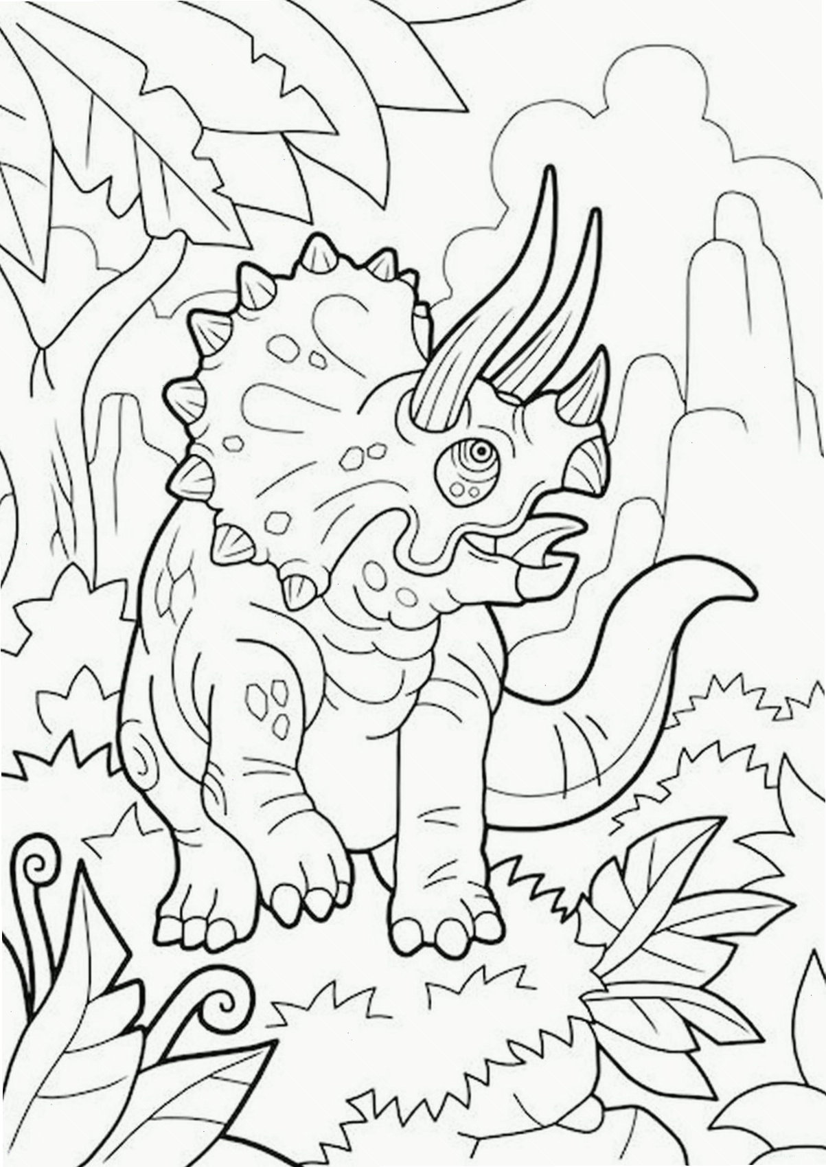 Tranh tô màu khủng long Dilophosaurus với mào trên đầu