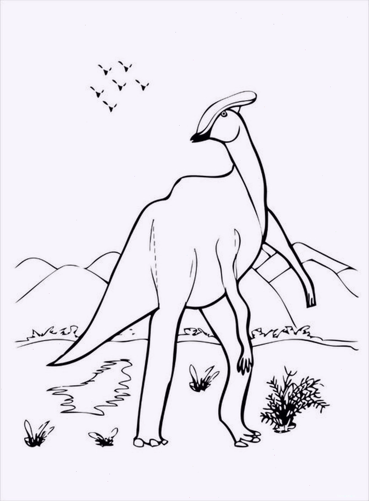 Tranh tô màu khủng long Pachycephalosaurus với đầu dày